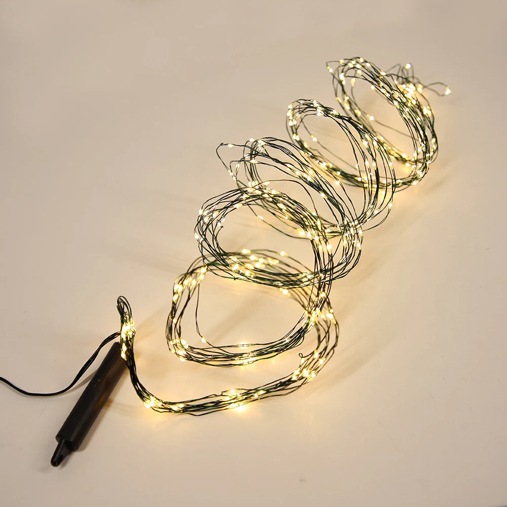 12V 600LED Natal Fairy Lights String Tree Branch Garland Iluminação Holiday Ornamentos Party Room Decorações para Casa 2024